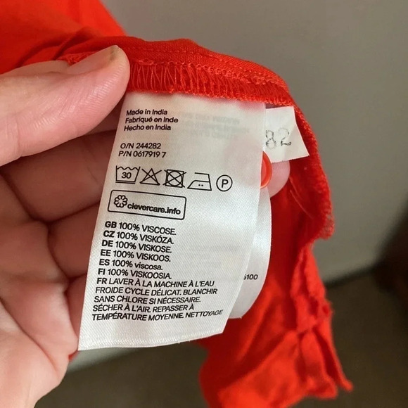 H&M lightweight bright red long sleeve Shirt Dress size 14 - Picture 8 of 8